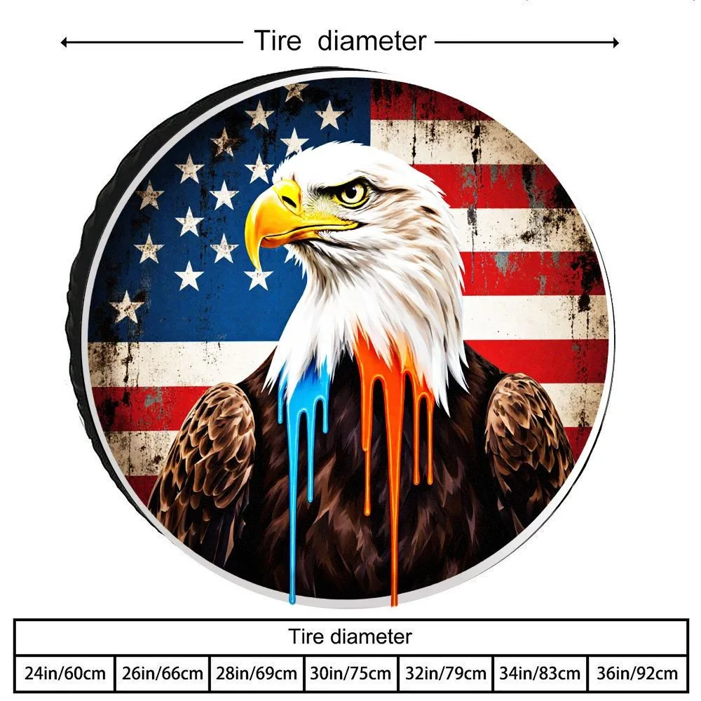 

Patriotic Eagle American Flag Tire Cover Vintage Polyester Spare Wheel Protector for SUV Truck