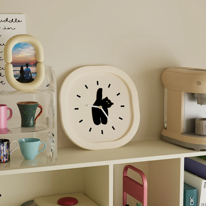 Cute Cat Living Room Wall Clocks Silent  Acrylic Children's Room Clock Modern Room Thing Ornaments for Home Interior Decoration