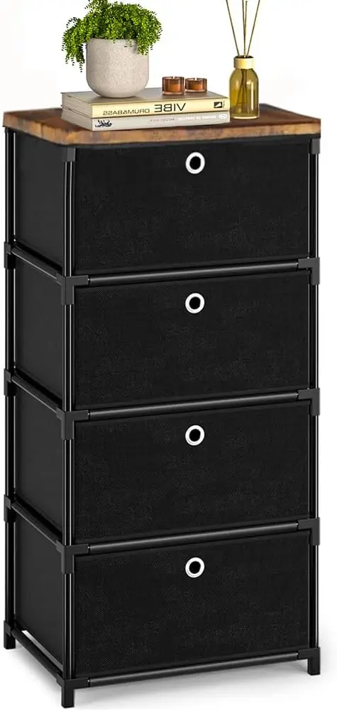 

Small Fabric Storage Dresser with 4 Drawers – Sturdy Closet Organizer & Storage Chest