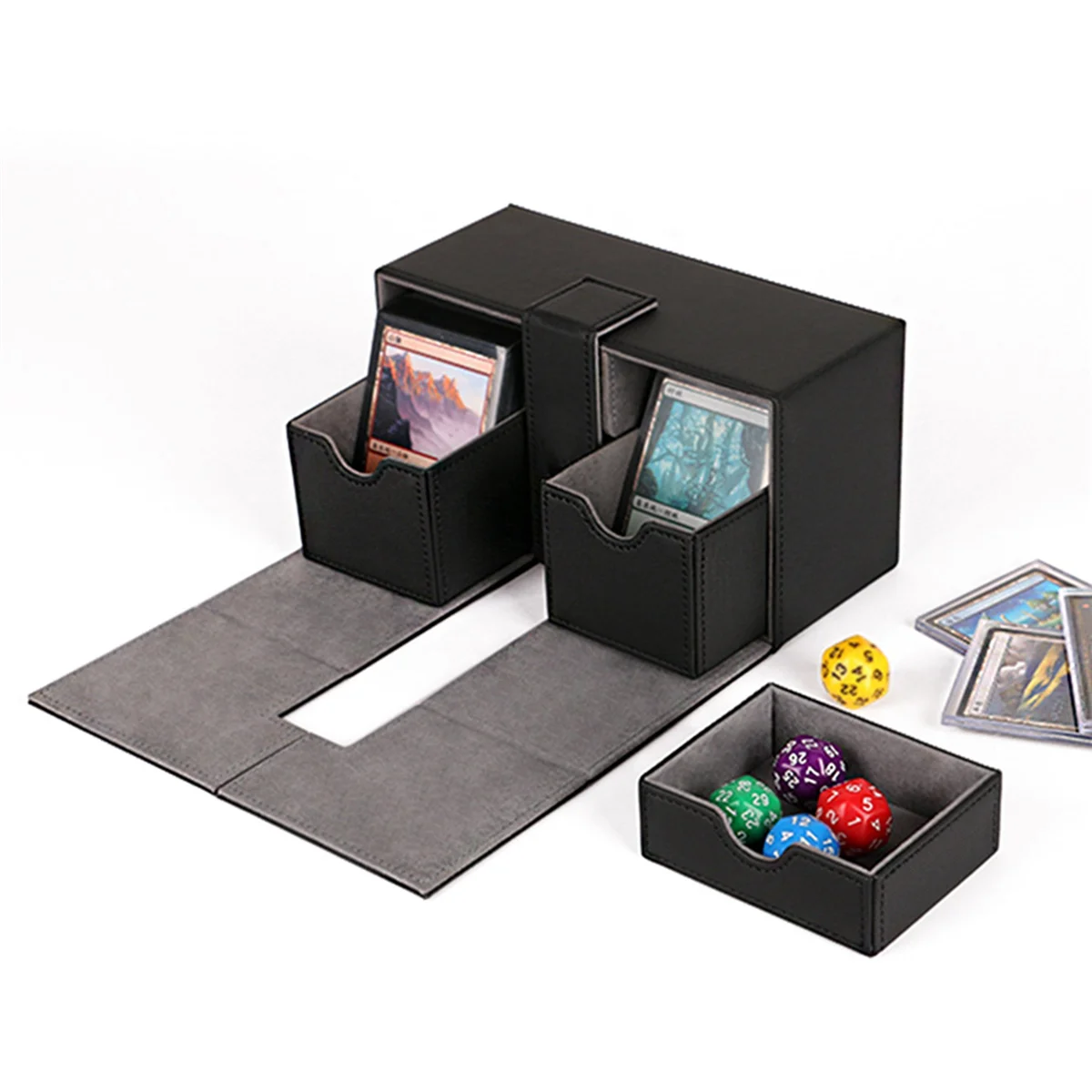 

2X Ultra 200+Cards Deck Box PU Leather Board Games Cards Deck Case For Magicalalal The Cards MGT/Gathering Games,Black-A74Z