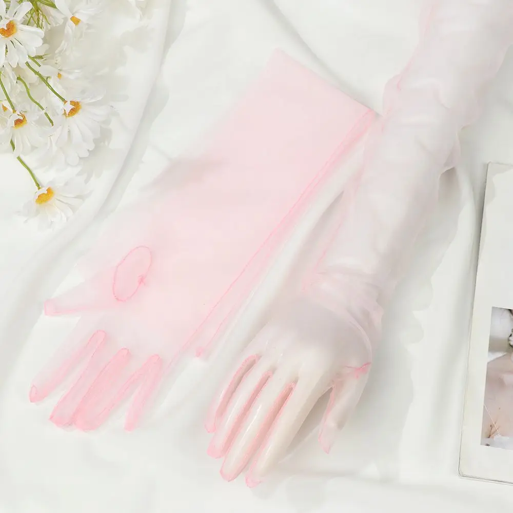 1 Pair Vintage Ultra Thin Evening Prom Decor Wedding Bridal Gloves Bridal Gown Mittens Party Dress Tulle Gloves