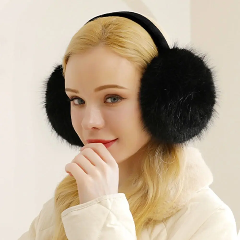 Cute Plush Ear Warmer Collapsible Anti-Freeze Ear Cover Thickening Keep Warm Winter Earmuffs for Women Girls