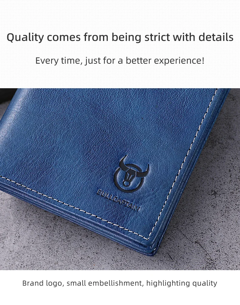 BULLCAPTAIN Neue 100% Leder herren Brieftasche Hohe Qualität Produkt Leder herren Brieftasche Multifunktionale Karte Slot Kurze Brieftasche QB017 – Detail 11