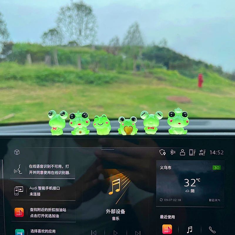 New 6/7Pcs Lonely Frog Cartoon Auto Center Console Decoration Office Desk Computer Screen Accessories Doll Gift