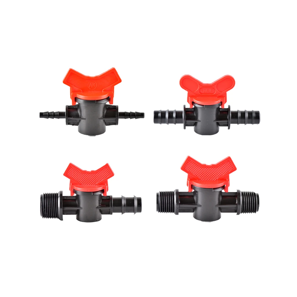 1Pc For 4/7mm 10/16/20mm Hose Barbed Garden Water Irrigation Pipe Adaptor Barb Mini Plastic Shut Off Coupling Valve Connectors