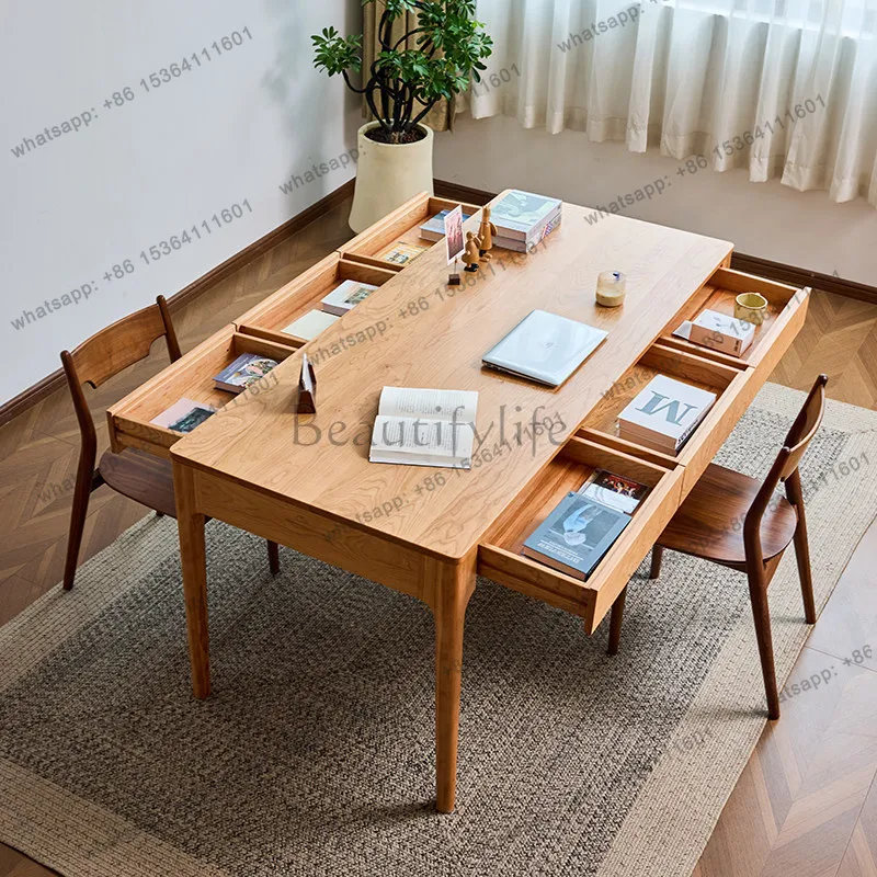 North American cherry wood desk rectangular living room solid wood table