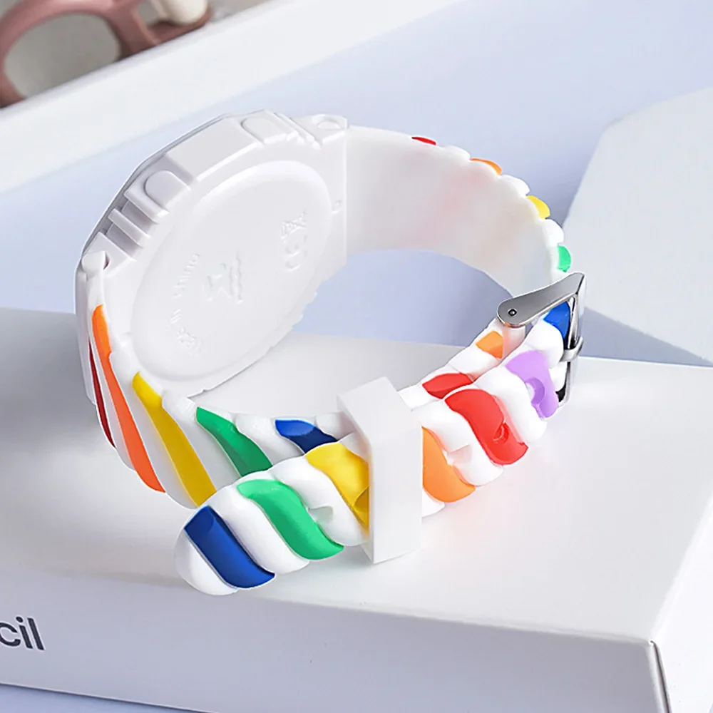 Neue Regenbogen farbe führte elektronische Uhr für Kinder Batterie ersetzen Sport digitale Armbanduhr Student Jungen Mädchen Kidswatch Geschenke