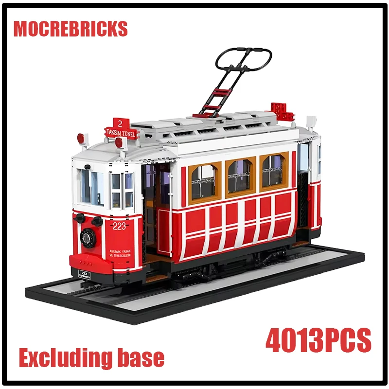 

MOC-22880 Urban Railway Passenger Train Nostalglc Tram DIY Building Blocks Technology Model Kid's Bricks Toys Xmas Gifts Sets