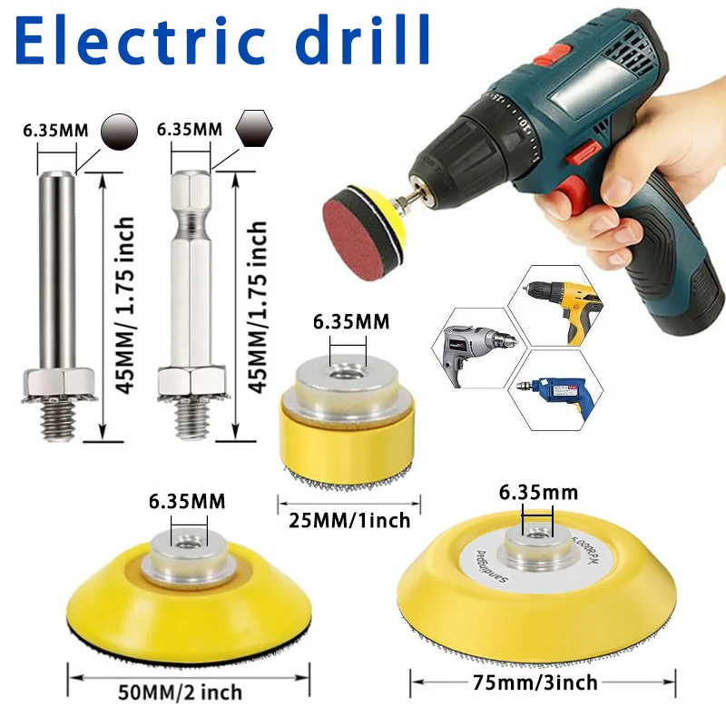 

3/2/1 дюйм 50 мм шлифовальные диски, набор подушечек, зернистость 100-3000, набор абразивных полировальных подушечек для электрического вращающегося инструмента, аксессуары для наждачной бумаги