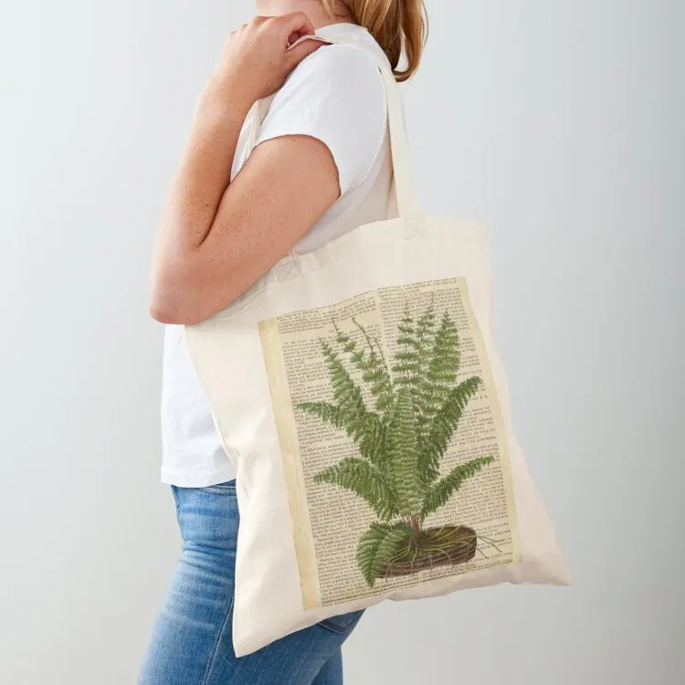 

Botanical print, on old book page - fern Tote Bag tote screen custom university luxury women