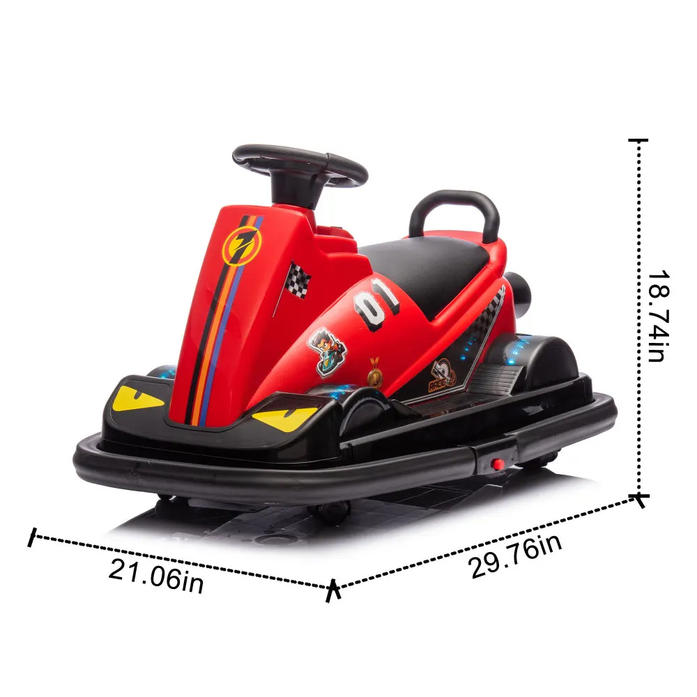 12V Kids Ride on Motor Bumper Car,iRotate 360 Degrees in Place,Cute Appearance Design for Kids Aged 3-5.