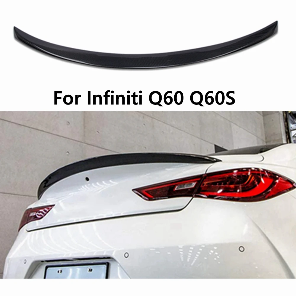 

Задний спойлер из углеродного волокна для Infiniti Q60 Q60S в американском стиле, крыло багажника 2013-2023 FRP, кованый УГЛЕРОДНЫЙ