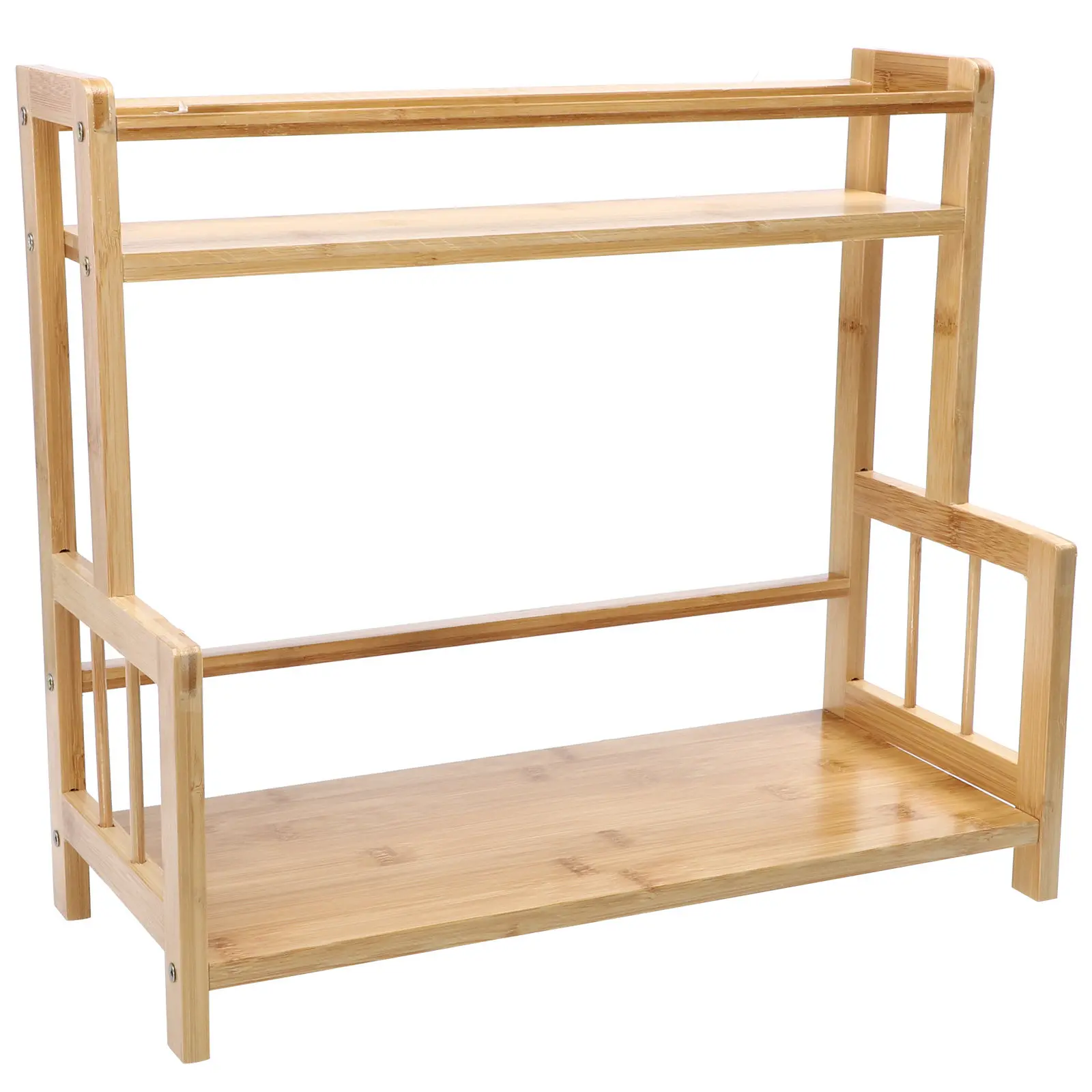 

1Pcs Spice Rack 2-Tier Bamboo Storage Organizer Kitchen Seasoning Bottle Holder Multipurpose Storage Shelf for Kitchen Bathroom