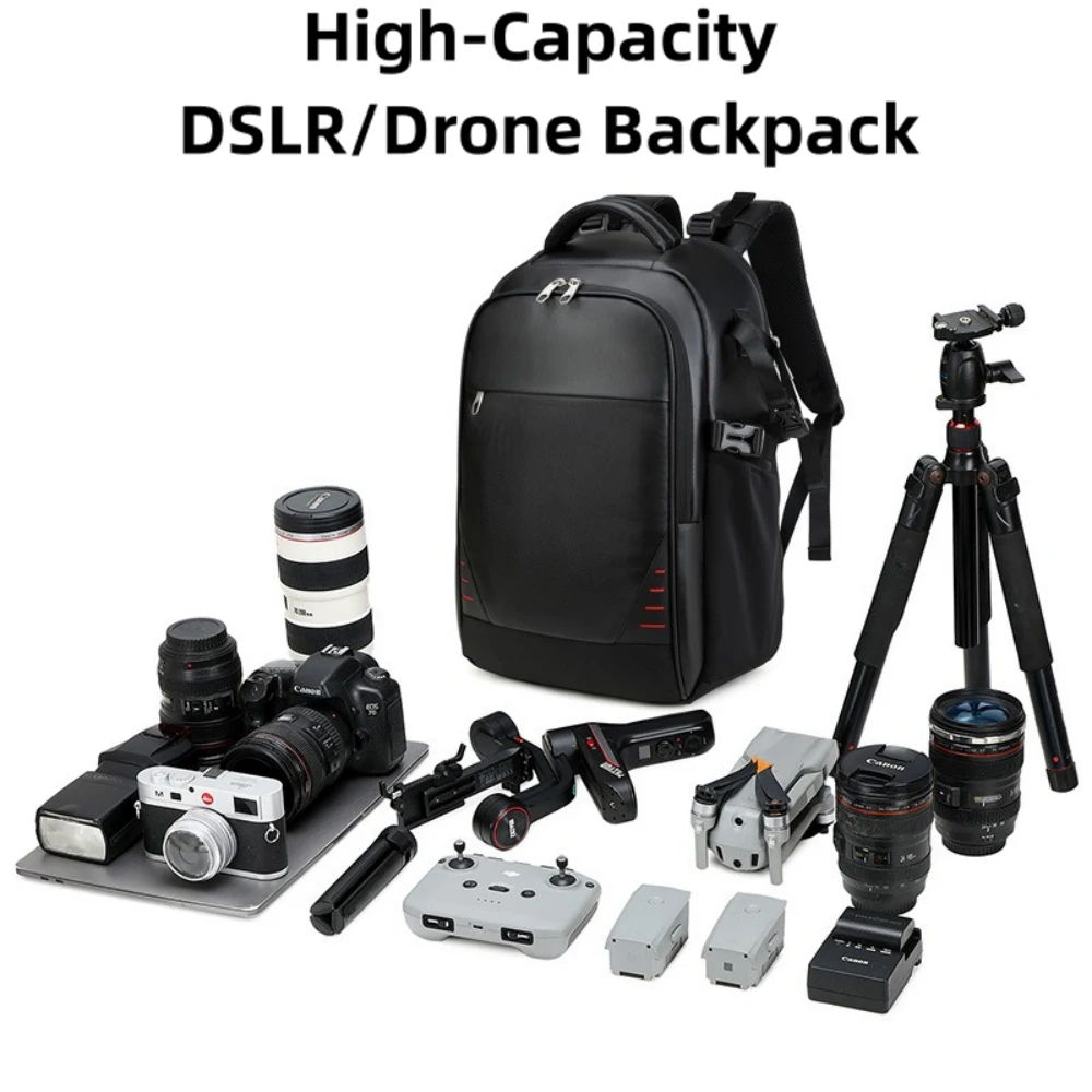 Big Capacity DSLR Drone Camera Backpack Water Resistant Multifunctional Photography Backpack Tripod Holder for Travel & Business