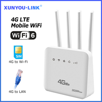 4G LTE SIM WiFi Router WiFi 6 Modem With SIM Card Slot ASR System 300Mbps 4 Antenna Booster Power Signal Mobile Wireless Router