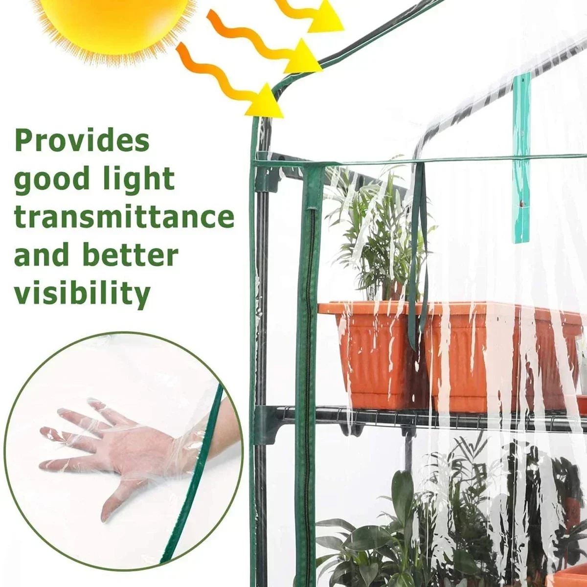 PVC Plastic Mini Greenhouse Tiered Growbag Grow House with Cover Five Floor Green Garden Greenhouse Outdoor for Household - view 4