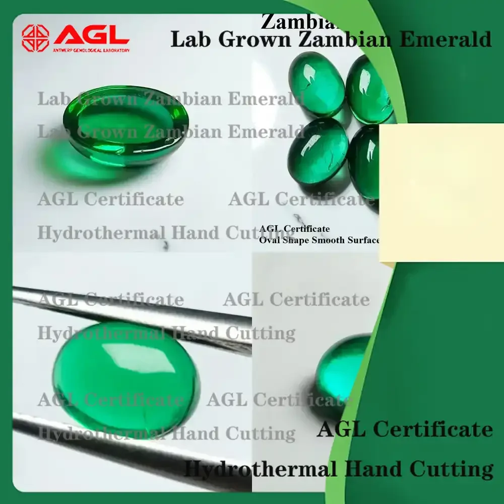 

Lab Grown Zambian Emeralds for Jewelry Making Oval Cut Smooth Surface Natural-Looking Inclusions AGL Certified Lab Created