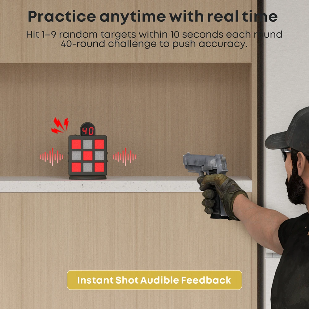 Dry Fire Laser Training Target Electronic Counting Laser Target with Sound Feedback 4 Modes for Dry Fire Shooting Training