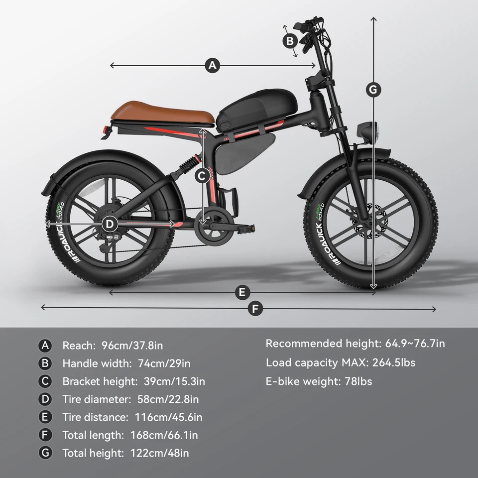 QNUT BK20 Electric Bicycle for Adults 1500W 48V 18AH Battery 20*4.0' Fat Tire Electric Dirt Bike All-Terrain Vintage EBike Off-Road Retro Mountain EBike image 9