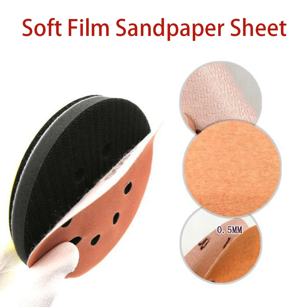 1-100Pcs Soft Film Sandpaper Sheet 5-Inch 8-Hole 125mm Car Beauty Paint Repair And Polishing 600 #-5000 # Dry/Wet Grinding Tool