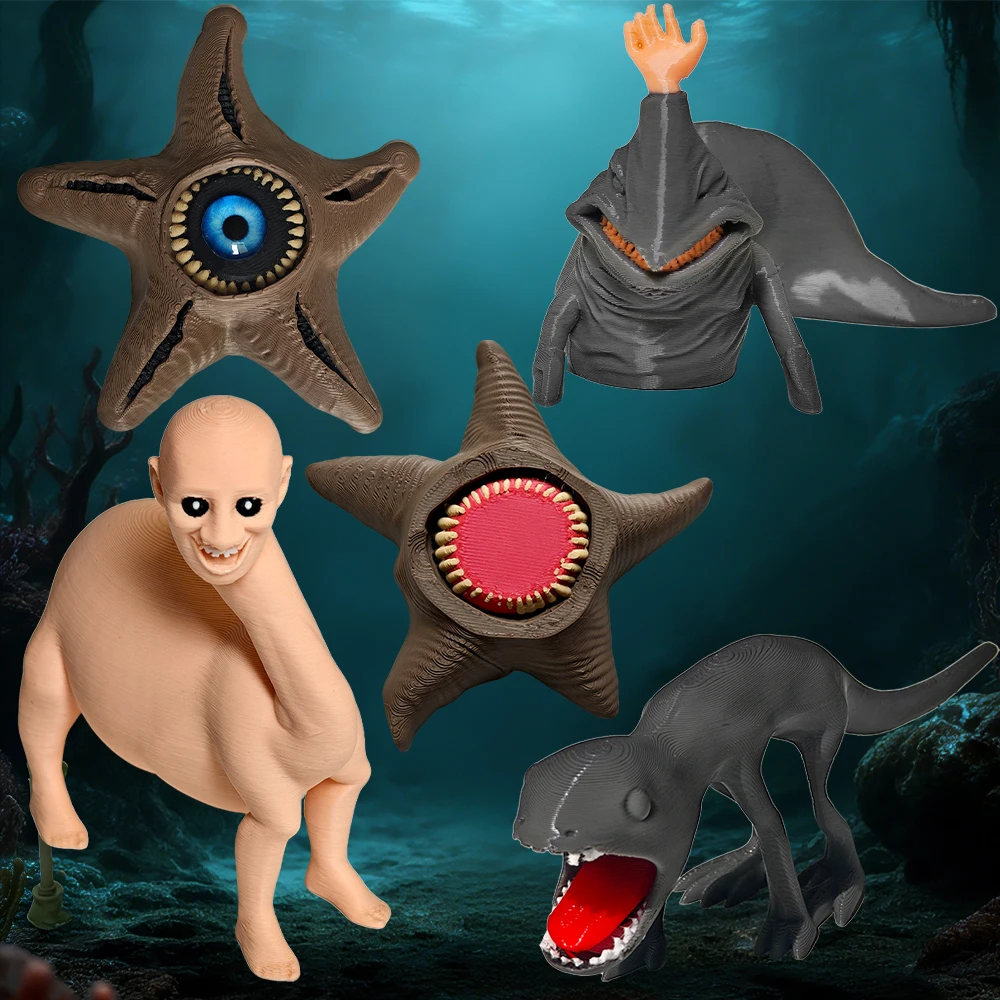 1/4 Peças Novas Figuras de Ação 3D Impressas de Monstros Marinhos Subnautica: Leviathan, Sea Eater, Bloop, EL Gran Maja - Modelo de Monstro Abstrato para Presente