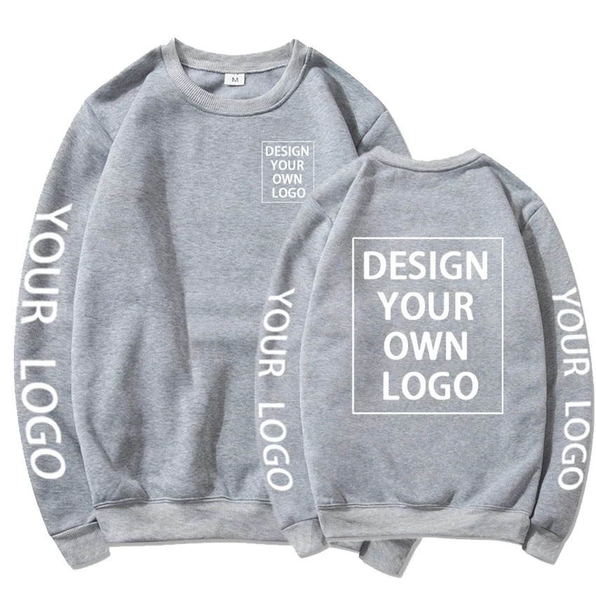 Your Own Logo Crewneck Sweatshirt Custom DIY Text Printing Pullovers Men/Women Harajuku Designs Streetwear Hoodies Fashion New