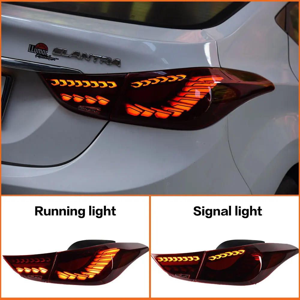 

AKD Car Styling Taillights for Hyundai Elantra 2011-2016 LED DRL Tail Lamp Turn Signal Rear Reverse Brake Light Replacement