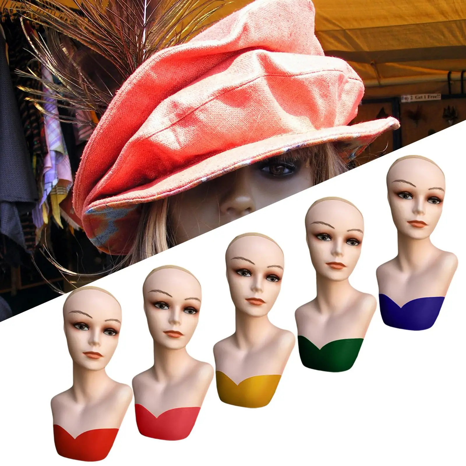 

Wig Head Mannequin Hairdressing Training Head Wig Silk for Makeup Practice
