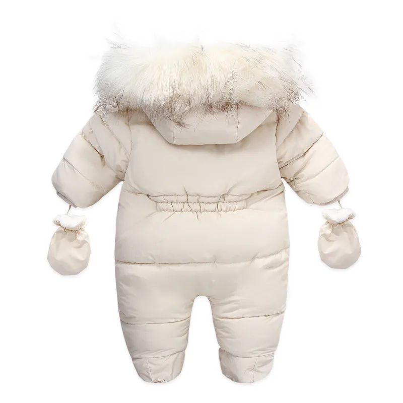 Winter Baby Jumpsuit Thick Warm Infant Hooded Inside Fleece Rompers Newborn Boy Girl Overalls Outerwear Kids Snowsuit