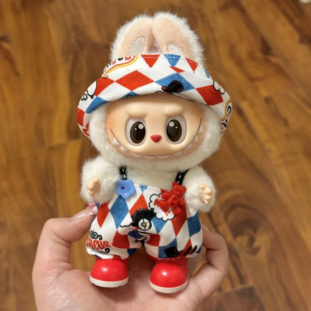 

Модная горячая распродажа 2024 года, одежда с цветным принтом Labubu и уникальной индивидуальной одеждой подходит для Labubu 17 см.