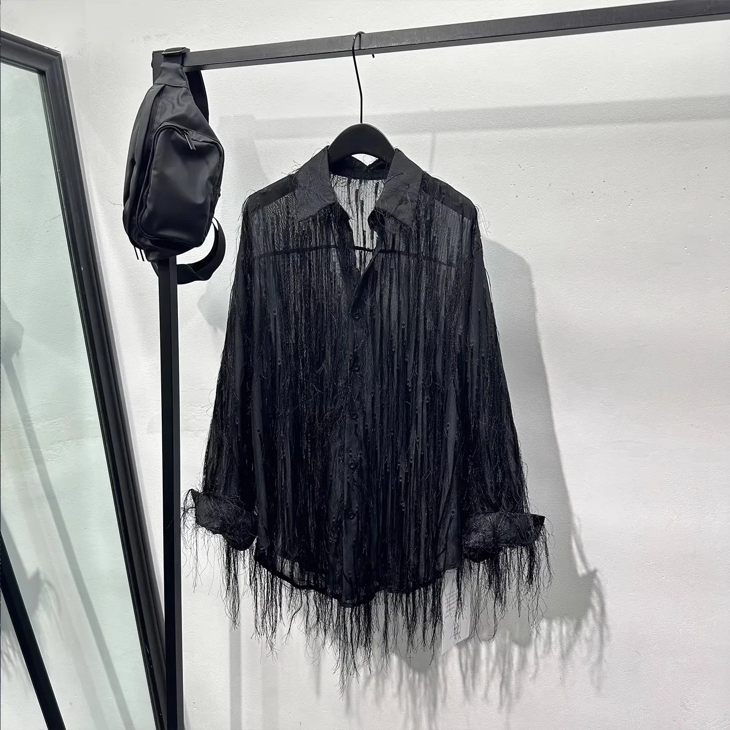 

Owen Seak Men Casual Shirts Gothic Style Men's Clothing Spring Male High Street Autumn Black Shirts