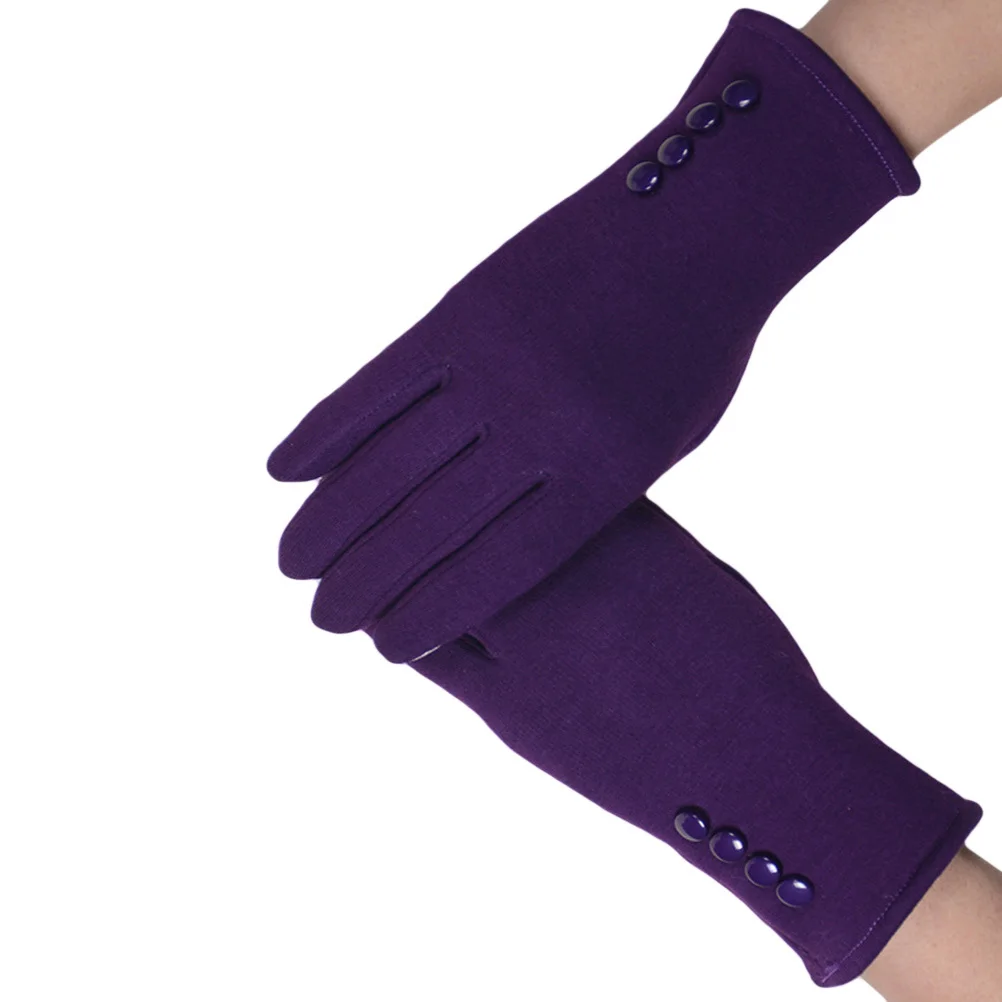 

Women Touch Screen Warm Gloves Winter Outdoor Riding Purple Free Size Cotton Windproof Breathable Sweat Absorbent Gloves