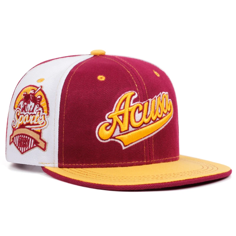 2025 New ACUSA Color blocked Flat brimmed Hat Men's Trendy Baseball Hat Hip Hop Hat Women's Outdoor Sports Leisure Sunshade Hat