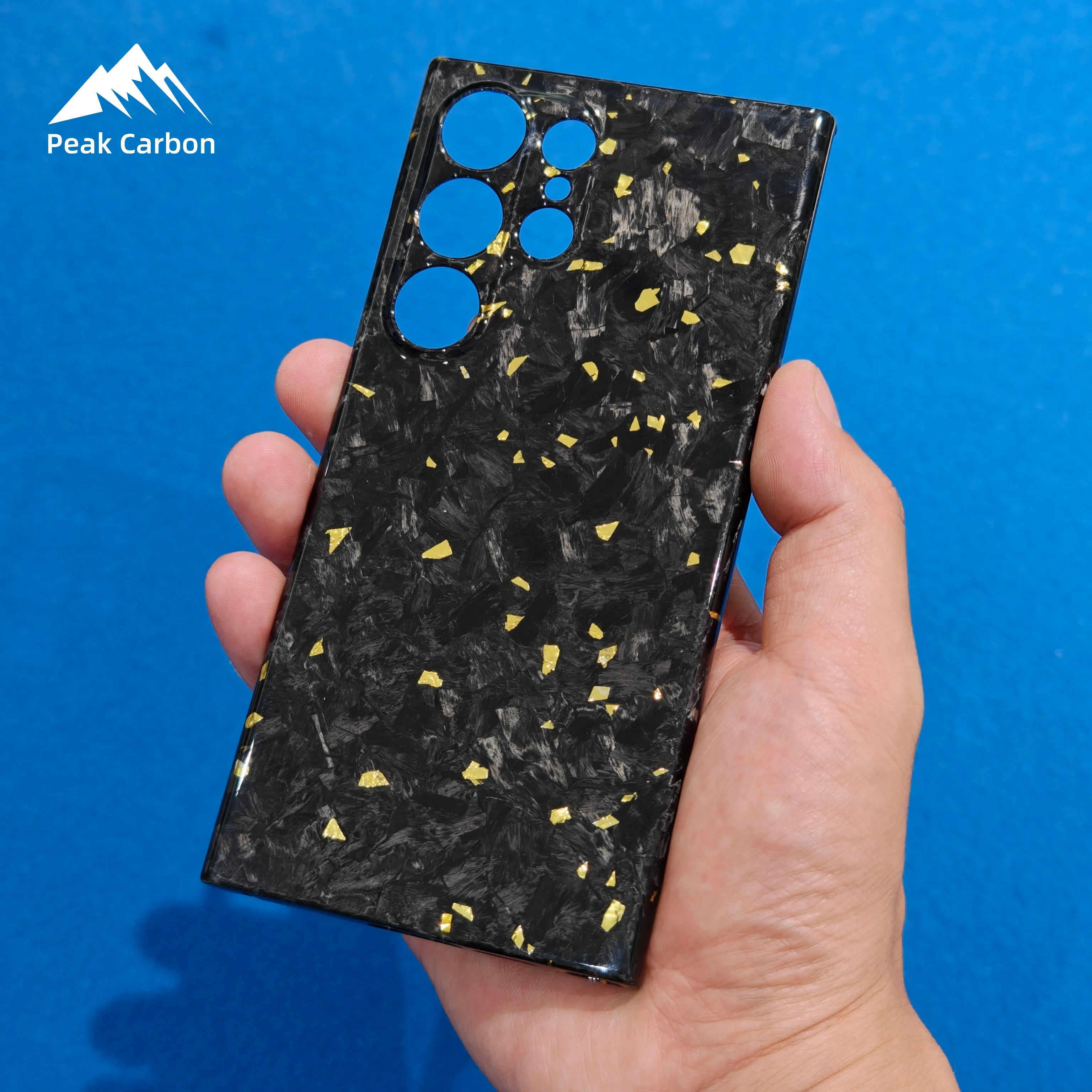 

Оригинальный глянцевый кованый чехол из углеродного волокна Gold Flakes для Samsung Galaxy S25 S24 S23 Ultra S25U, легкий тонкий чехол для задней панели телефона