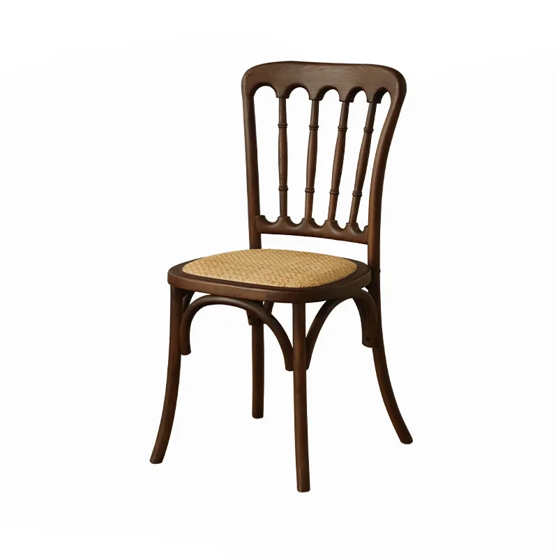 

Vintage rattan chair retro dining room furniture backrest bamboo dining chair