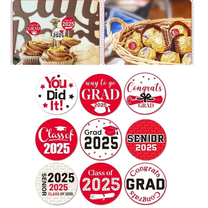 500pcs 클래스 2025 졸업 스티커 25mm 밀봉 스티커 씰 봉투 카드 옷 장식용 접착 레이블