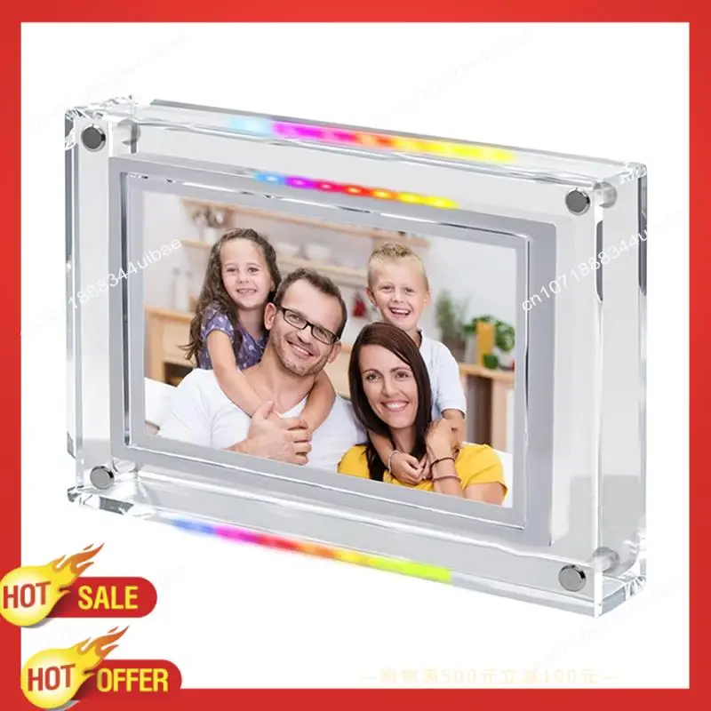 B47C IPS กรอบรูปดิจิตอลพร้อม Music-Sync LED Ambient Light หมุนอัตโนมัติ 4GB/เล่นภาพ US Plug