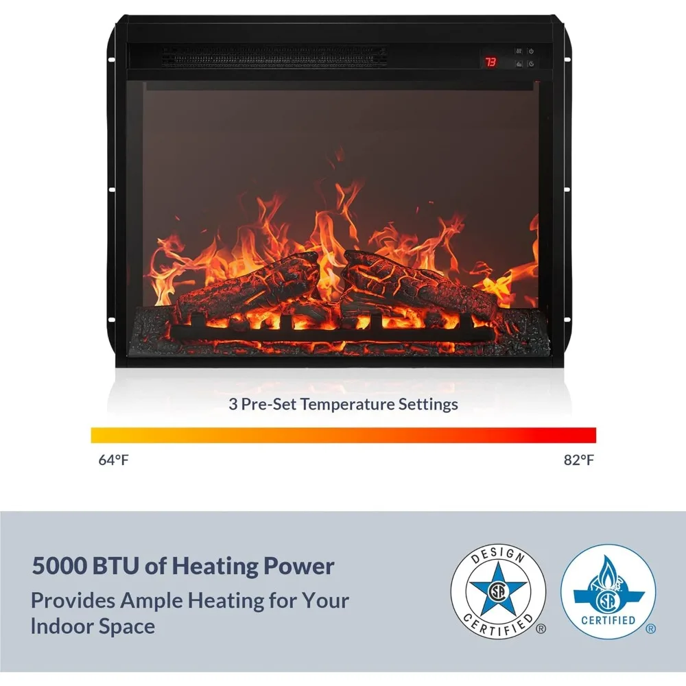 23 مدفأة كهربائية صديقة للبيئة مع صوت حريق واقعي، سخان مدمج، جهاز تحكم عن بعد للاستخدام الداخلي #3