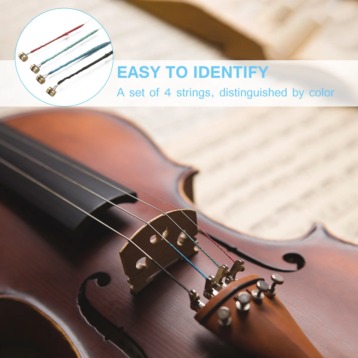 

Violin Strings Replacement Set with Stable Pitch Low Noise High Volume for Violin Lovers Universal Fit Strings