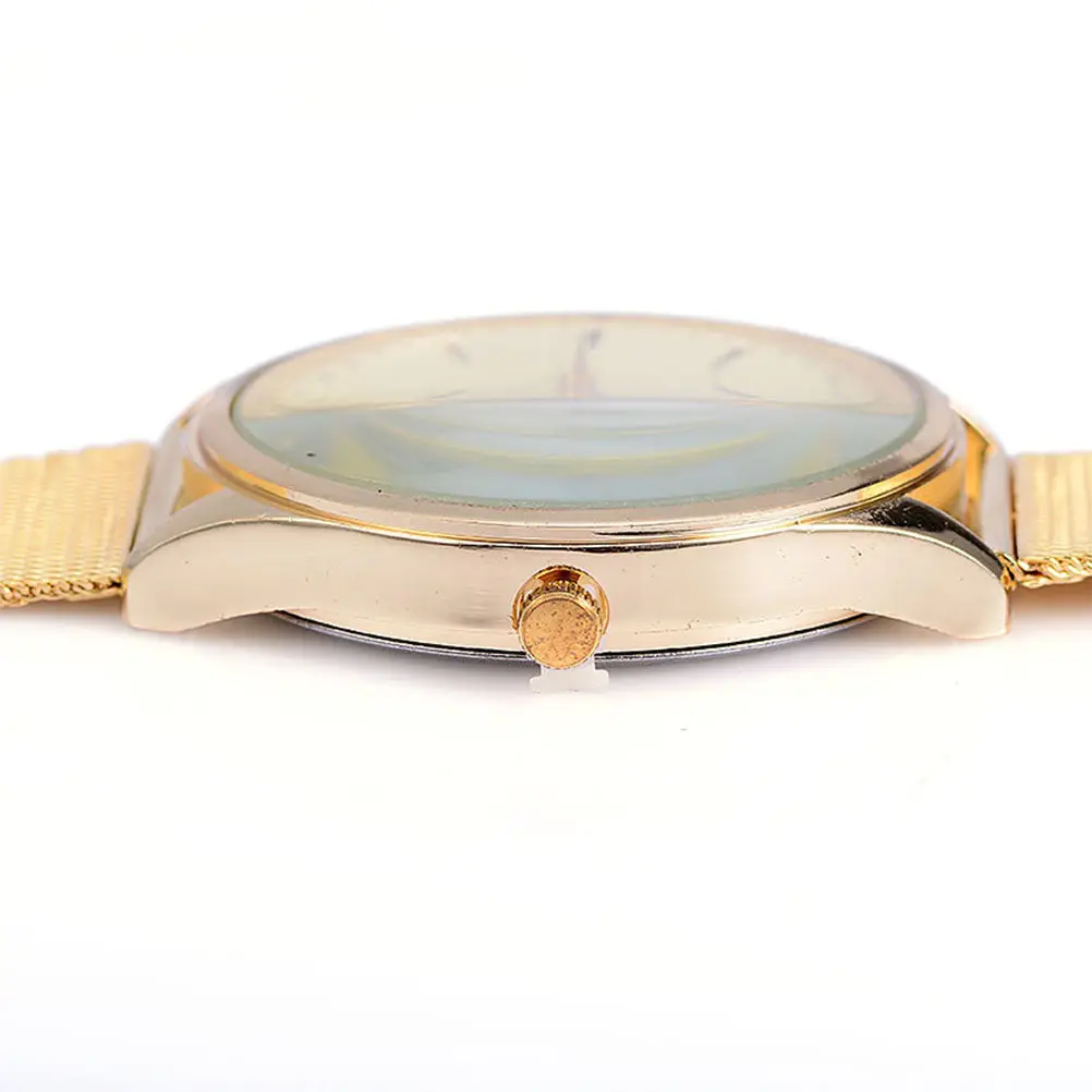 Fashion Women Quartz Watch Golden Ultra-Thin Mesh Belt Bracelet Wristwatch Elegant Daily Gift Quartz Watch with Mesh Belt