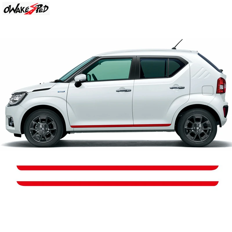 

2pcs Car Door Side Skirt Sticker Sport Long Stripes Racing Accessories For Suzuki IGNIS Auto Body Decor Vinyl Decals DIY Film