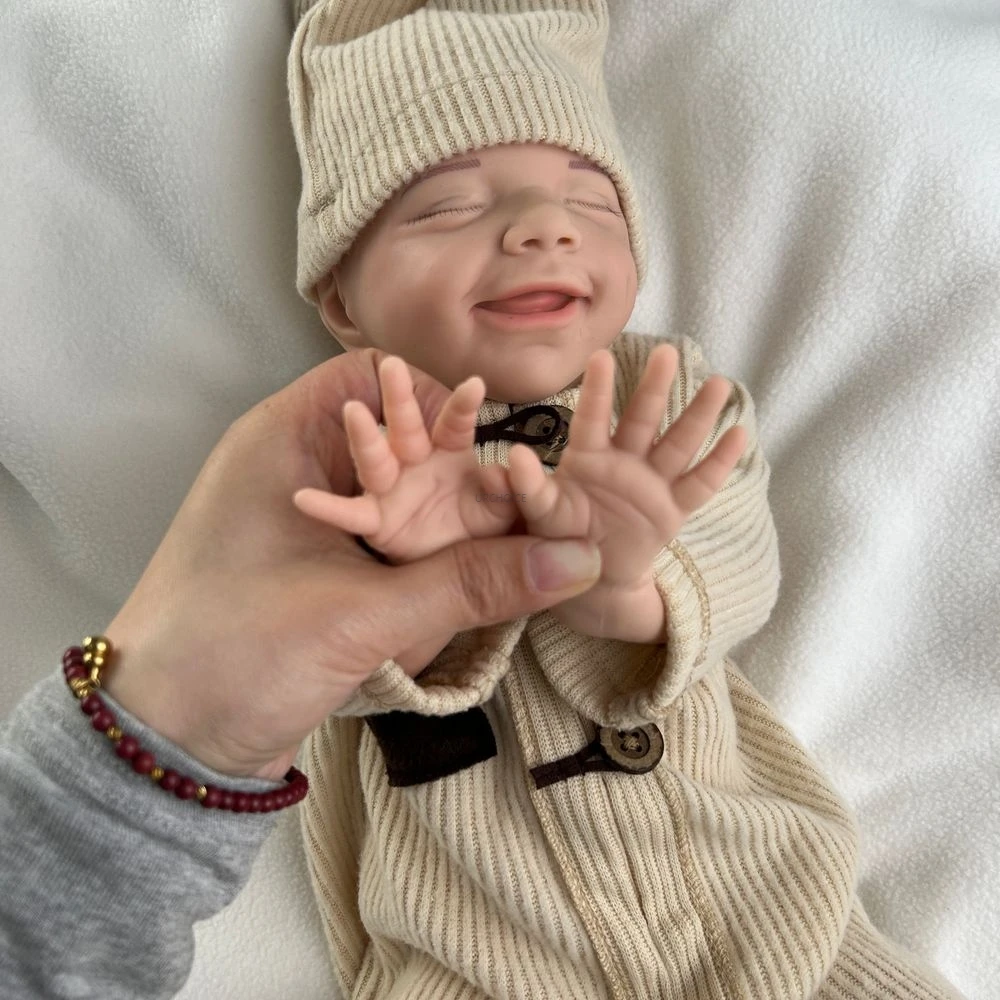 리얼 핸드메이드 18인치 실리콘 재생 여아 4월 방수 유연성 인형, 육아 실천 크리스마스 선물 장난감