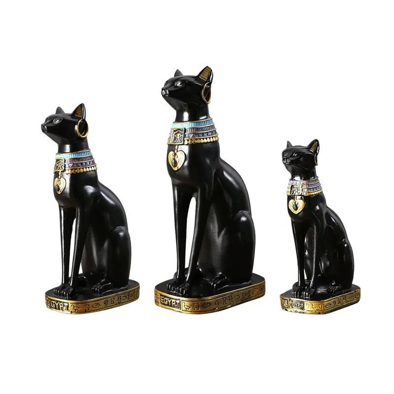 Egyptian Lucky Cat Figurine For Living Room Entryway Wine Cabinet Study Cute Anderson Cat Decoration Housewarming Gift Ornament