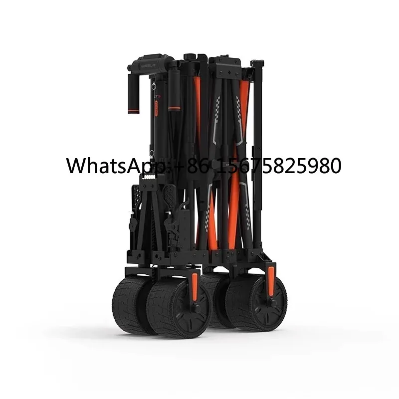 Outdoor Aluminum Electric Trailer 250kg Foldable Camping Wagon Cruise Control Riding Assist 6.5 Inch Wheels