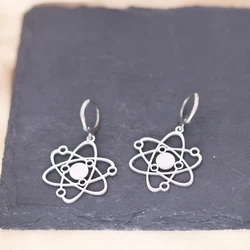 QIMING Atom Structure Hoop Earrings Stainless Steel Science Molecule Dangle Earrings for Women Daily Jewelry Gift Wholesale