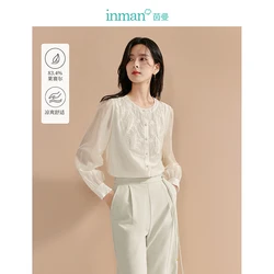 INMAN 2024 Autumn Neo-Chinese Style Women's Shirt Lyocell loose blouse embroider top