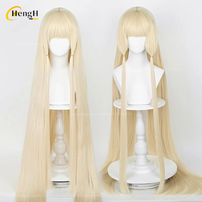 Disponibile Anime Chi Capelli sintetici Lunghi 120 cm Capelli lisci dorati chiari Capelli resistenti al calore Parrucche cosplay per feste di Halloween