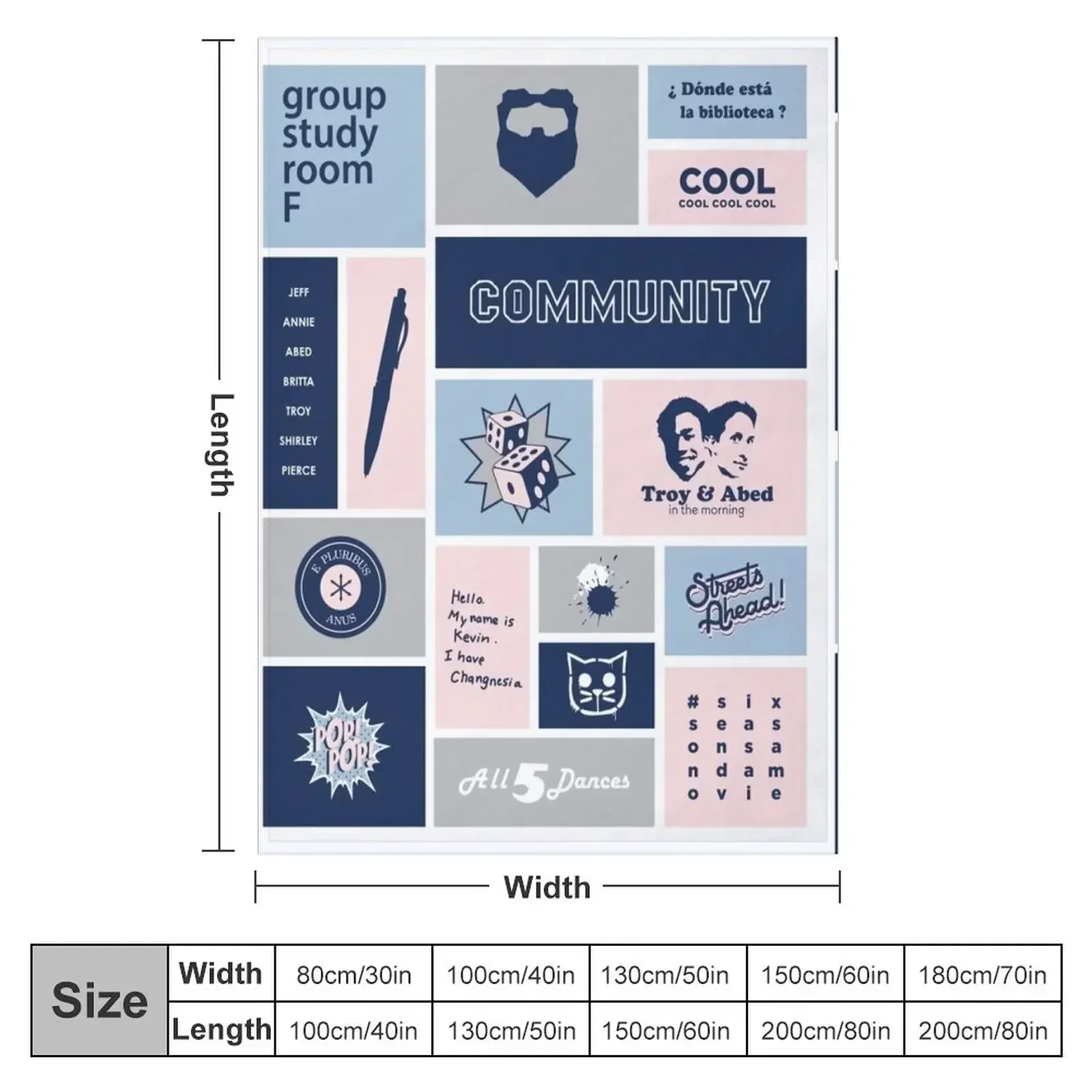 community collage gray / blue Throw Blanket Designers funny gift Baby For Baby Blankets
