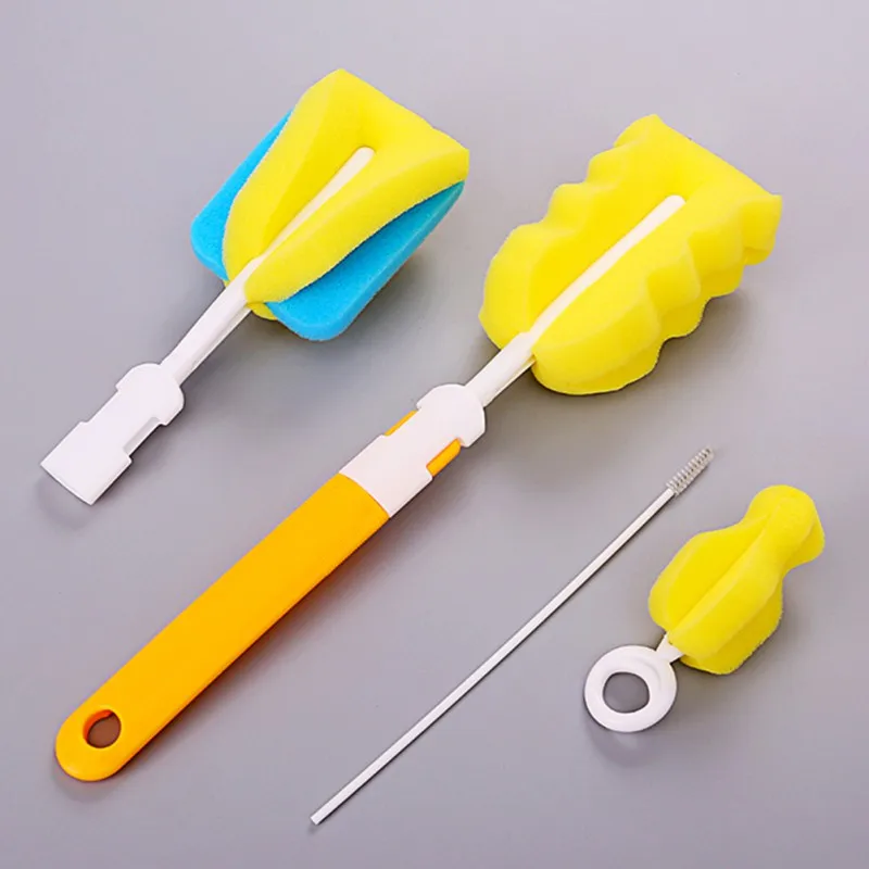 4/7Pcs/Set Brush Sponge Rotation Baby Pacifier Cup Nipple Cleaning Brushes Set Sponge Cleaning Brush for Weed Pipe Clean