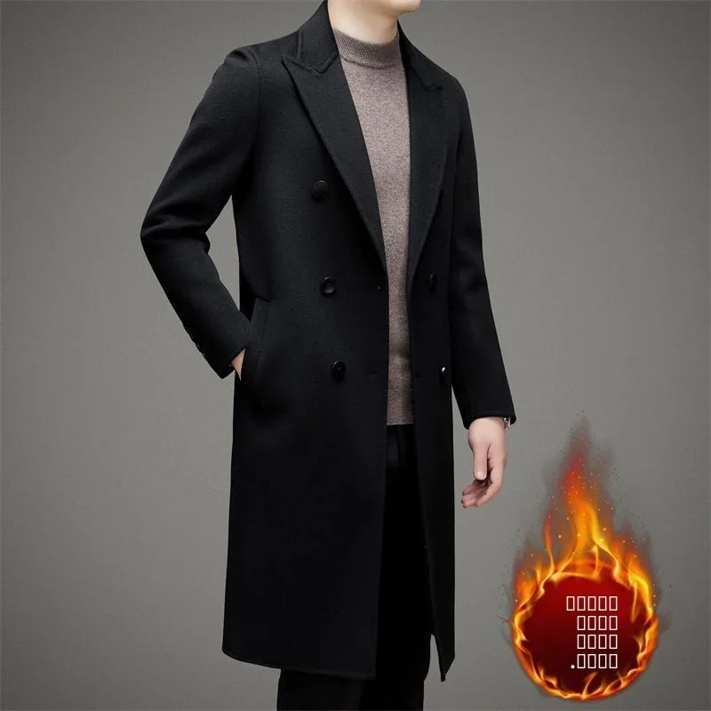 

Новое мужское шерстяное пальто: осенне-зимнее, теплое, средней длины, с отложным воротником, деловой стиль, ветрозащитное, приталенное, на одной пуговице